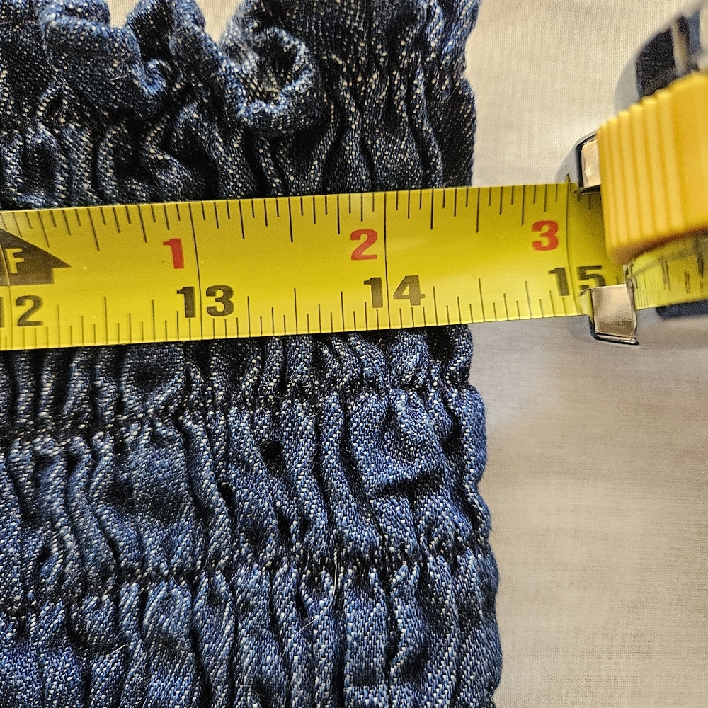 Venezia Jeans Denim Blue Smocked Women's Top - Picture 6 of 6